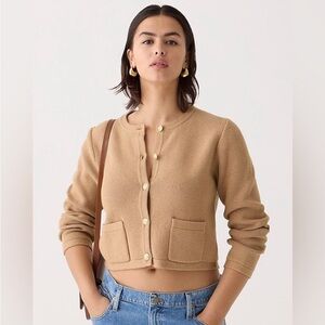 J. Crew Emilie Sweater Lady Jacket in Camel Color - Heather Acorn